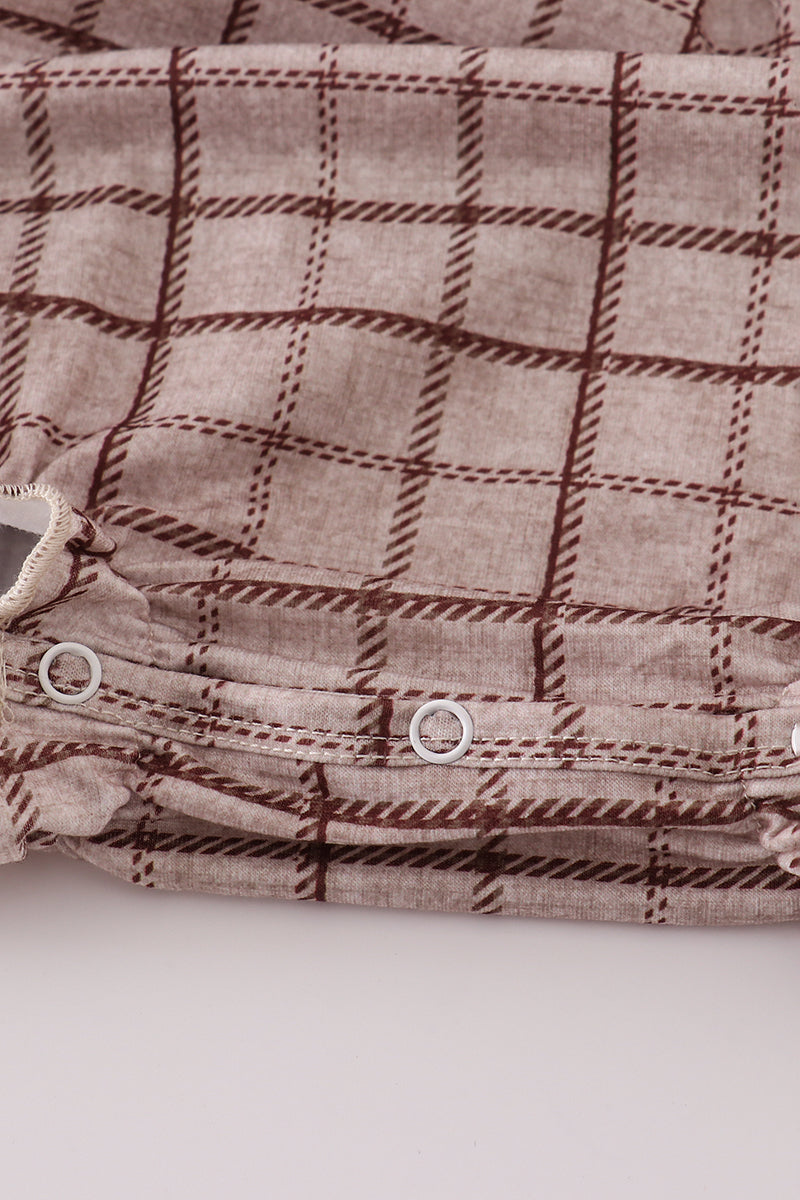 Brown plaid ruffle bubble