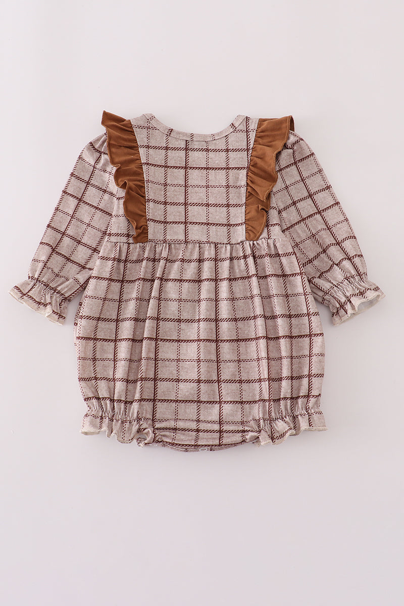 Brown plaid ruffle bubble