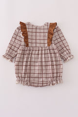 Brown plaid ruffle bubble