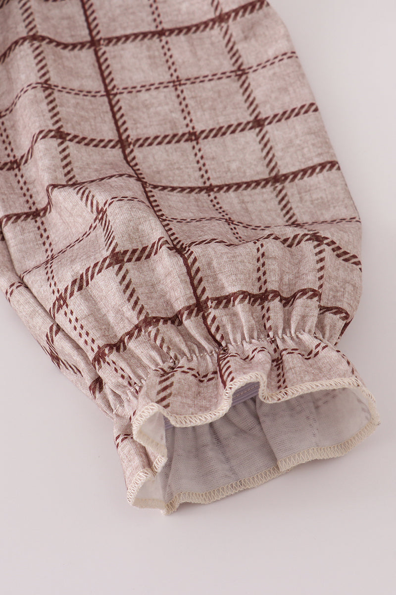 Brown plaid ruffle bubble