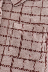 Brown plaid button down shirt