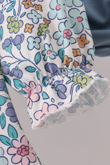 Blue floral blessed embroidery bloomer set