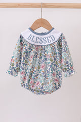 Blue floral blessed embroidery bubble