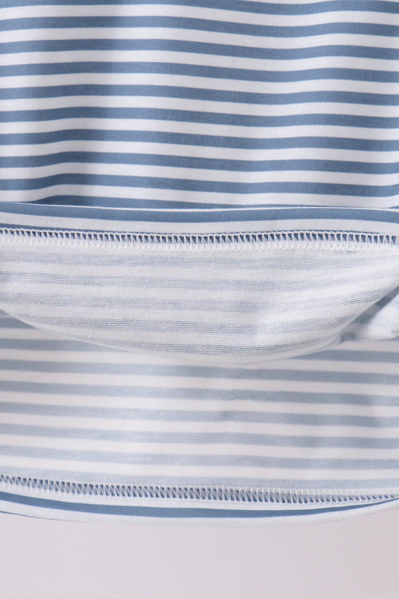 Blue stripe blessed embroidery top