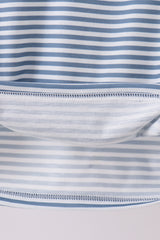 Blue stripe blessed embroidery top
