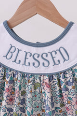 Blue floral blessed embroidery dress