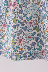 Blue floral blessed embroidery dress