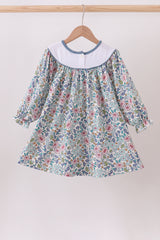 Blue floral blessed embroidery dress