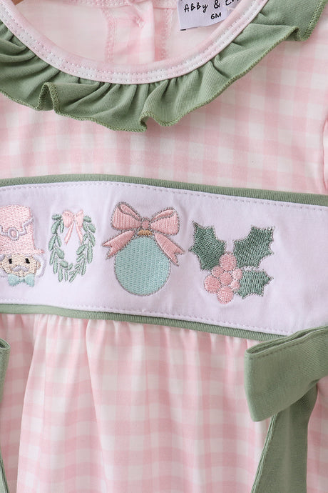 Pink nutcracker embroidery gingham bubble