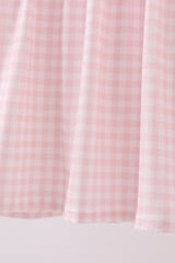 Pink nutcracker embroidery gingham dress