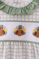 Green turkey embroidery ruffle bubble