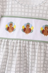 Green turkey embroidery ruffle bloomer set