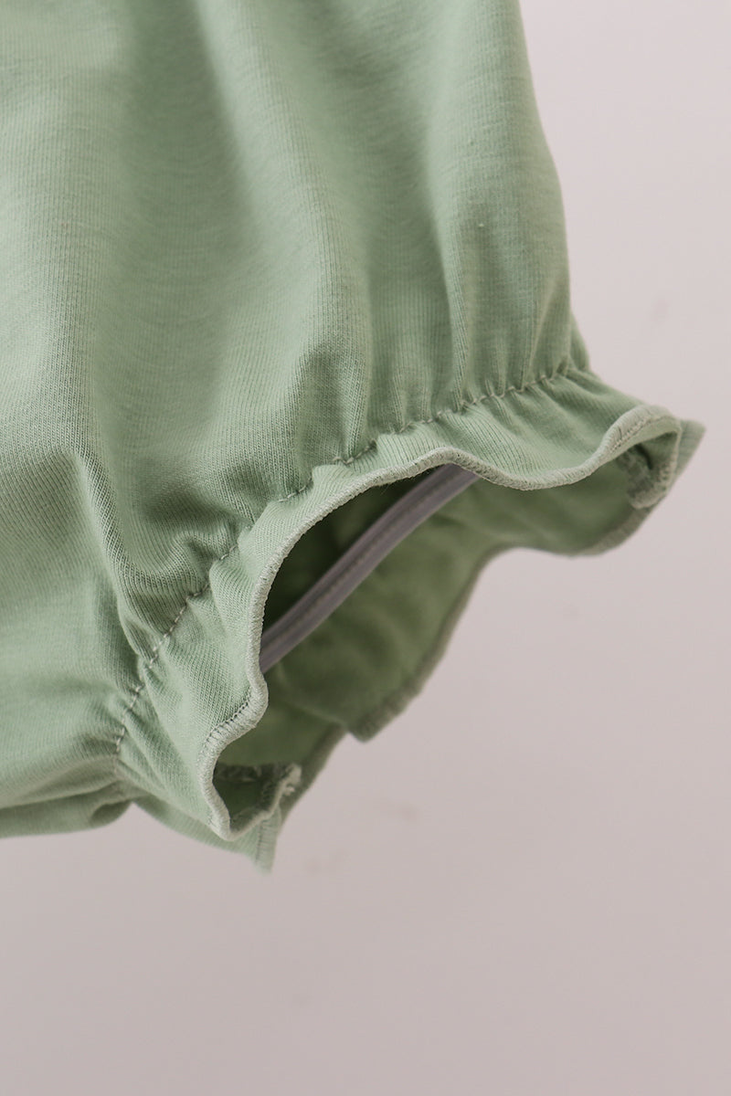 Green turkey embroidery ruffle bloomer set