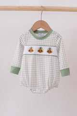 Green turkey embroidery gingham bubble
