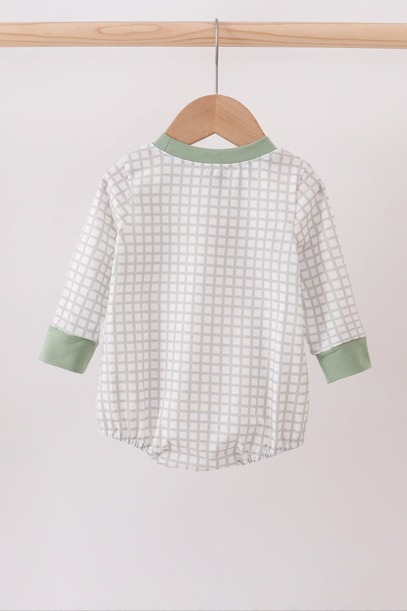 Green turkey embroidery gingham bubble