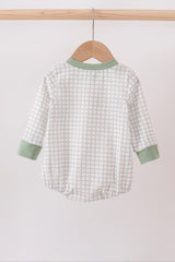 Green turkey embroidery gingham bubble