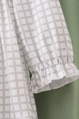 Green turkey embroidery gingham ruffle pants set