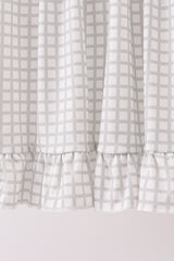 Green turkey embroidery gingham ruffle dress