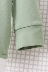 Green turkey embroidery gingham pants set