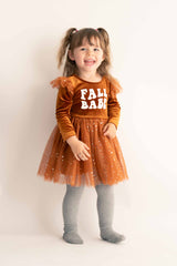 Brown "fall babe" girl dress