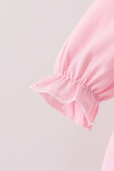 Pink Lil sister embroidery ruffle bubble