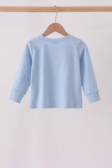 Blue big brother embroidery top