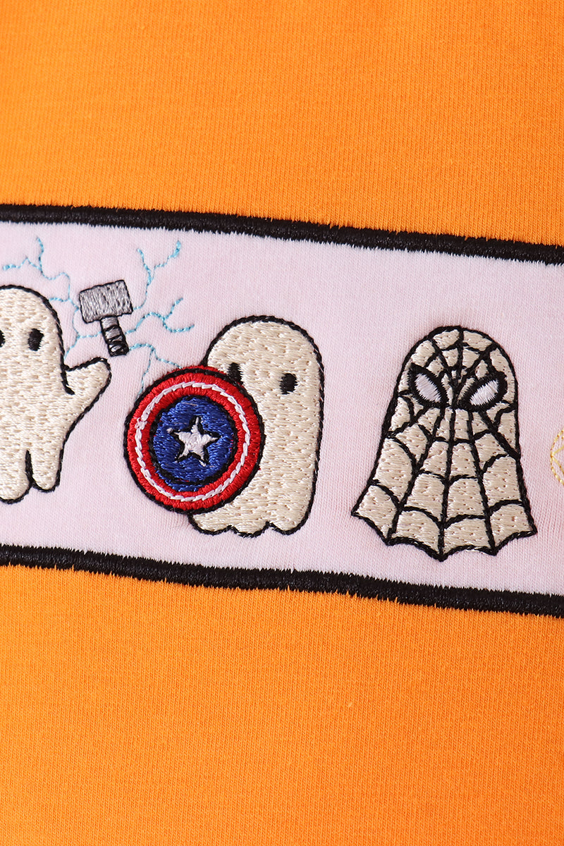 Orange ghost embroidery top