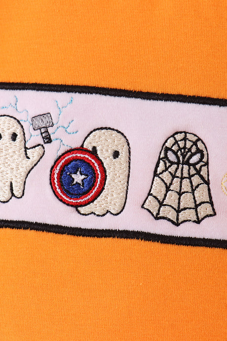 Orange ghost embroidery top