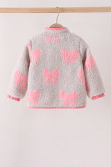 Pink bow fleece jacket