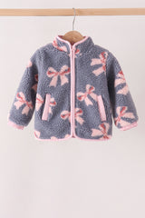 Blue bow fleece jacket