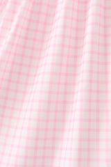 Pink Plaid Gingerbread Embroidery Ruffle Dress