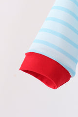 Blue Milk Santa Cookies Stripe Romper