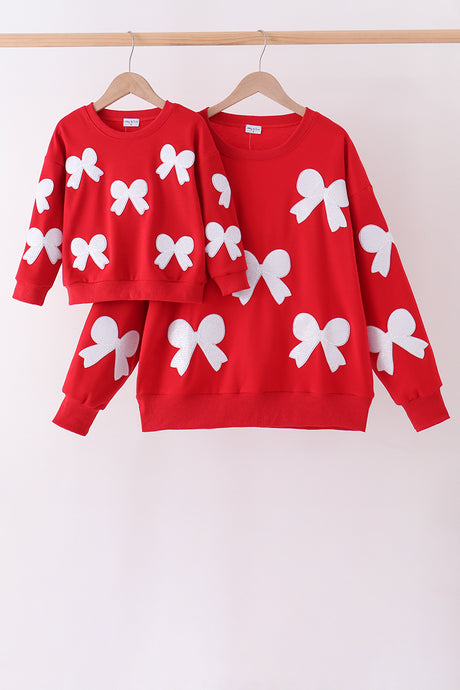 Red bow sequin mom&me top