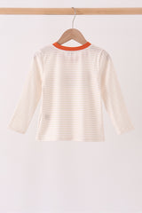 Cream turkey pumpkin embroidery top