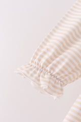 Cream turkey pumpkin embroidery ruffle dress