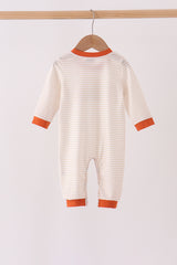 Cream turkey pumpkin embroidery romper