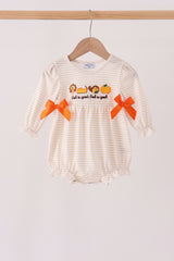 Cream turkey pumpkin embroidery bow bubble