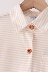 Cream turkey pumpkin embroidery button down shirt