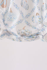 Blue pumpkin embroidery ruffle bubble