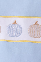 Blue pumpkin embroidery top