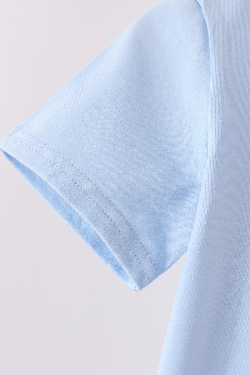 Blue pumpkin embroidery top
