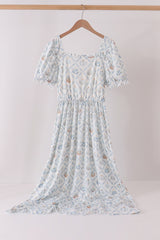 Blue pumpkin ruffle mom dress