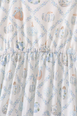 Blue pumpkin ruffle mom dress