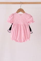 Pink ghost applique stripe bubble