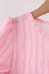 Pink ghost applique stripe dress