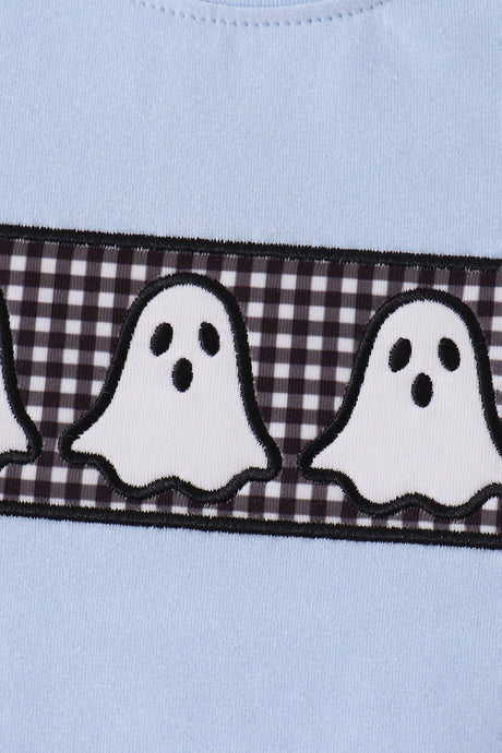 Blue ghost embroidery top