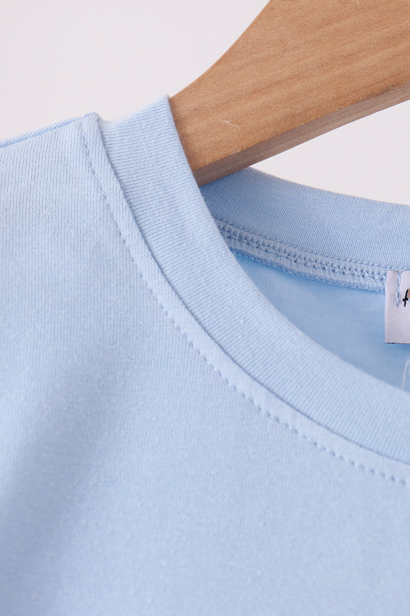 Blue ghost embroidery top