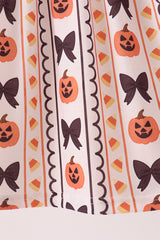 Pumpkin bow embroidery ruffle dress