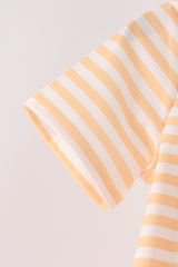 Pumpkin embroidery stripe top