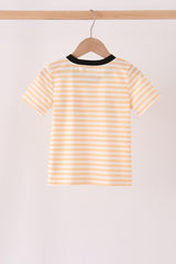 Pumpkin embroidery stripe top